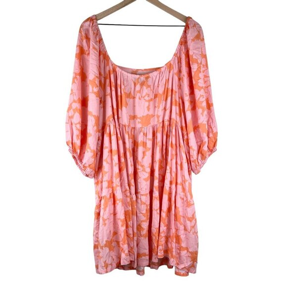 Sanctuary Pink Orange Printed Weekender Babydoll Mini Dress - Picture 6 of 6